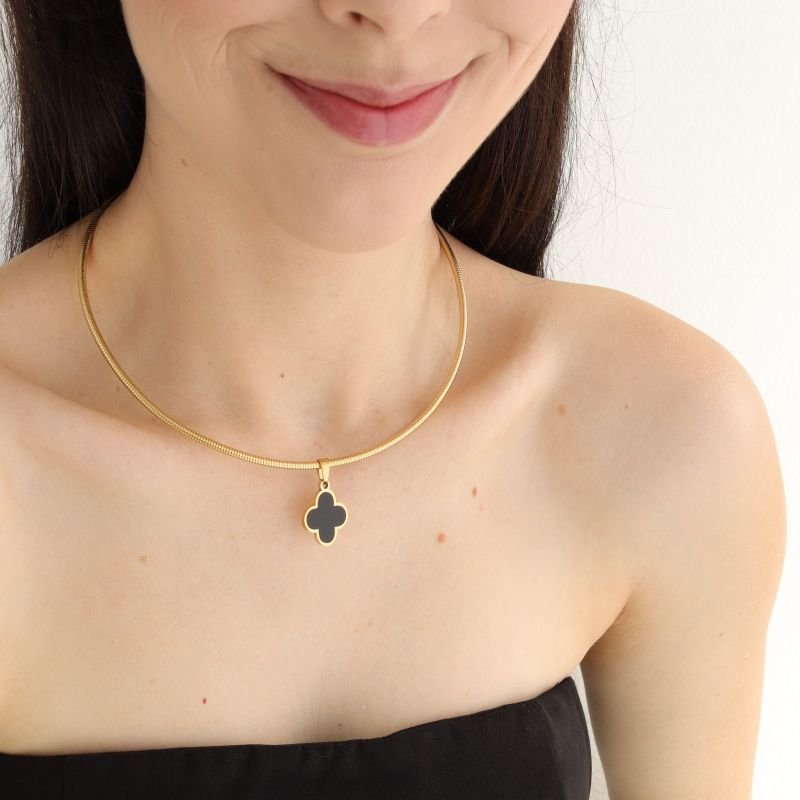 Choker Aro com Pingente Inspiração Van Cleef em Aço Inox (Linha Premium)