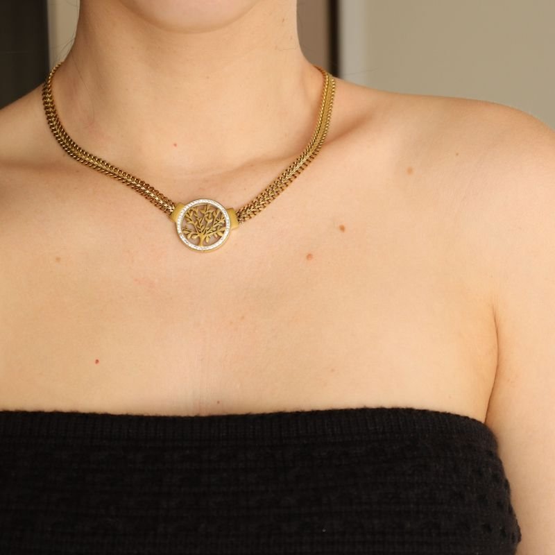 Choker Árvore da Vida Cravejada em Aço Inox (Linha Premium)