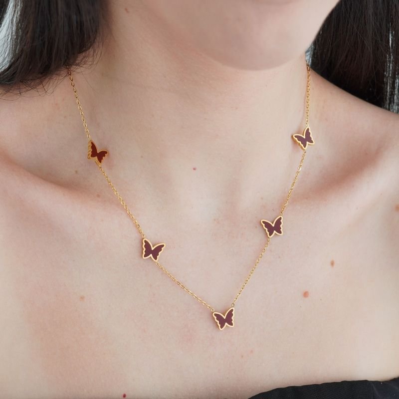 Choker Butterfly Marsala em Aço Inox (Linha Premium)