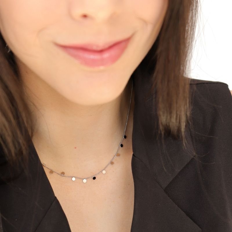 Choker Esferas Delicada em Aço Inox