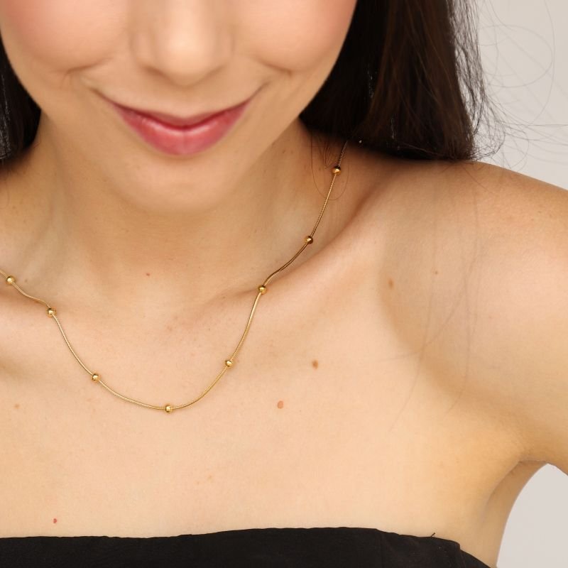 Choker Esferas Delicada em Aço Inox