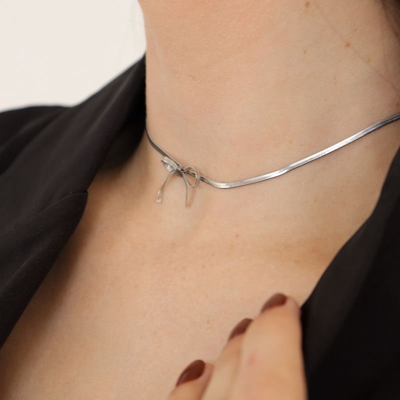 Choker Laço Moderna em Aço Inox