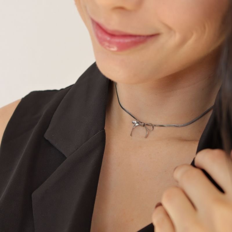 Choker Laço Moderna em Aço Inox