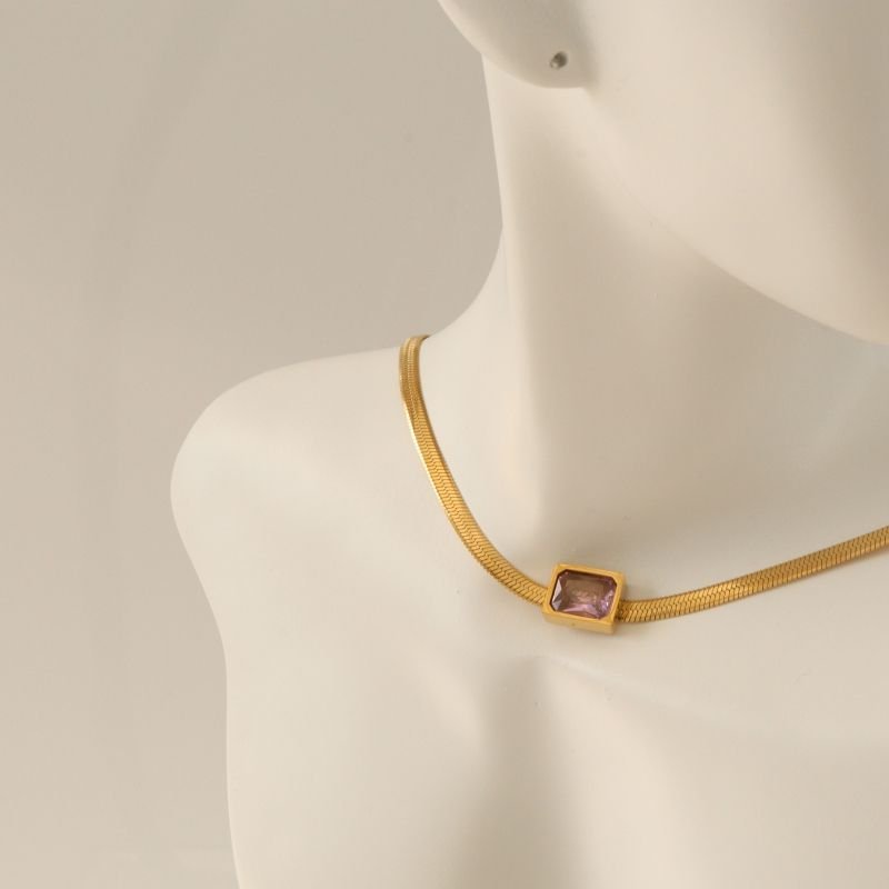 Choker Laminada com Pedra em Aço Inox (Linha Premium)