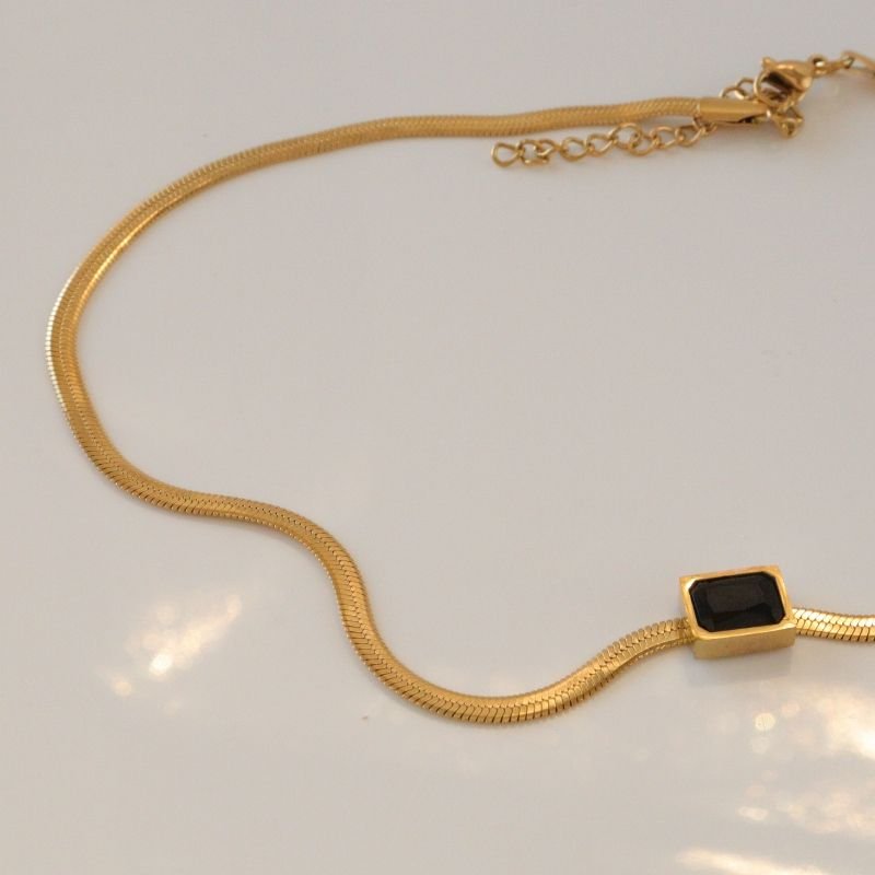 Choker Laminada com Pedra em Aço Inox (Linha Premium)