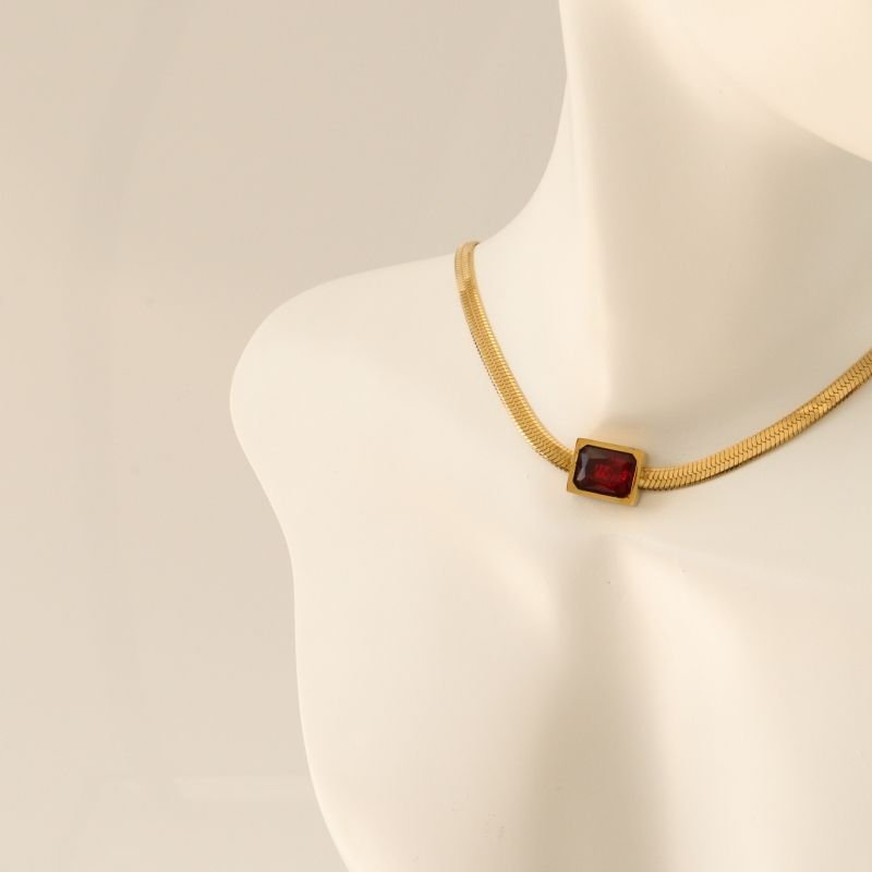 Choker Laminada com Pedra em Aço Inox (Linha Premium)