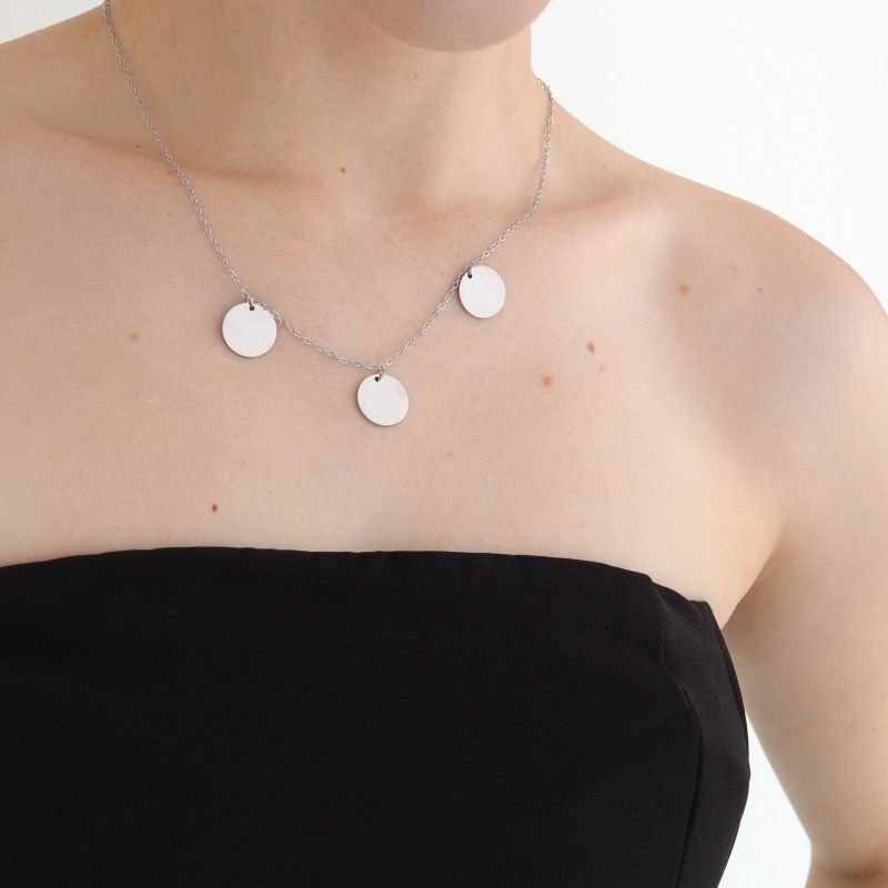 Choker Medalhas Delicada em Aço Inox