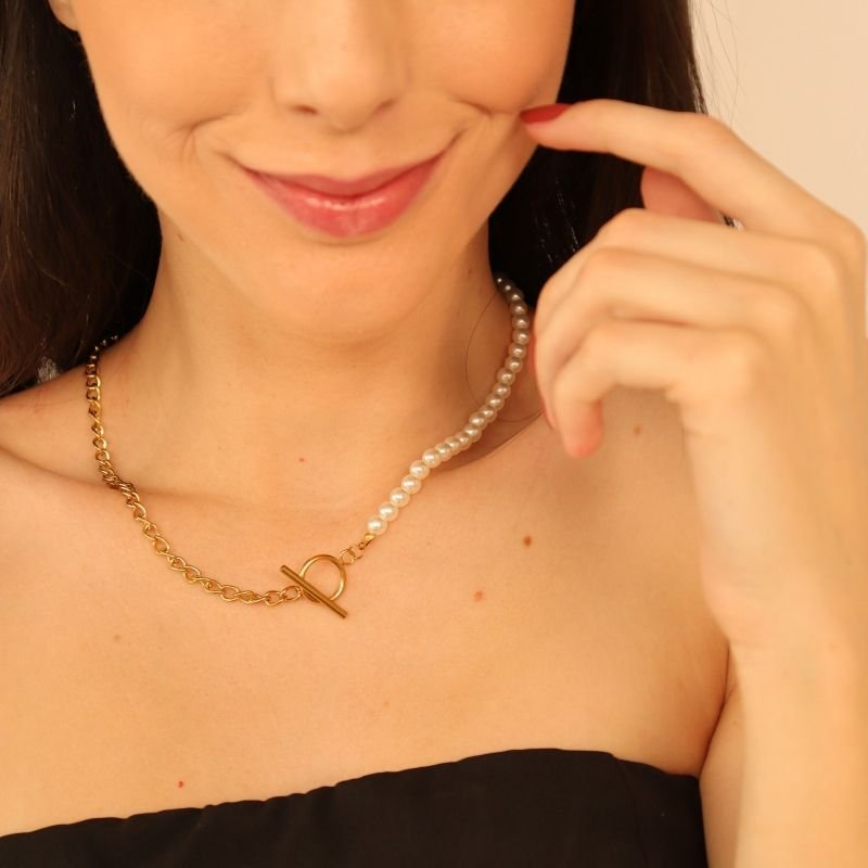 Choker Pérola em Aço Inox (Linha Premium)