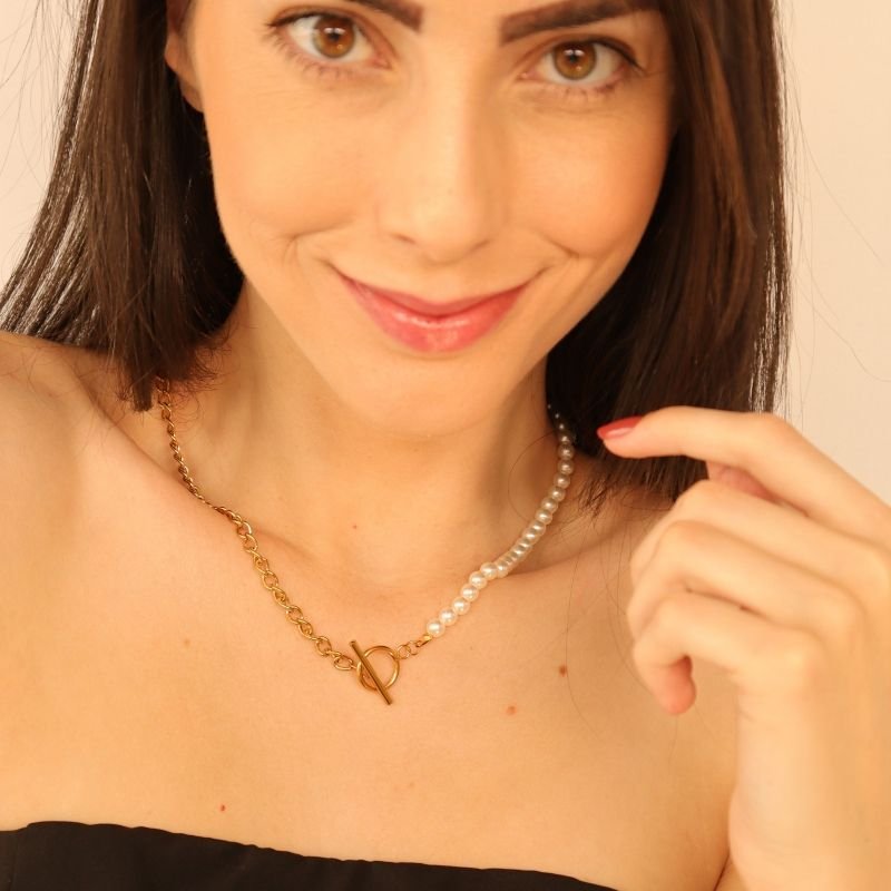 Choker Pérola em Aço Inox (Linha Premium)