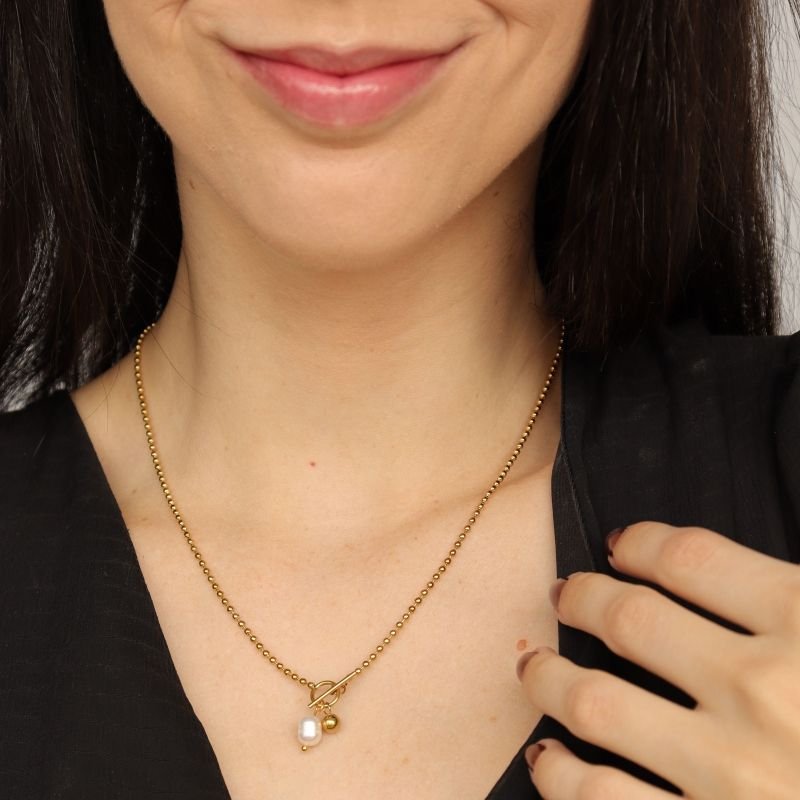 Choker Pérola em Aço Inox