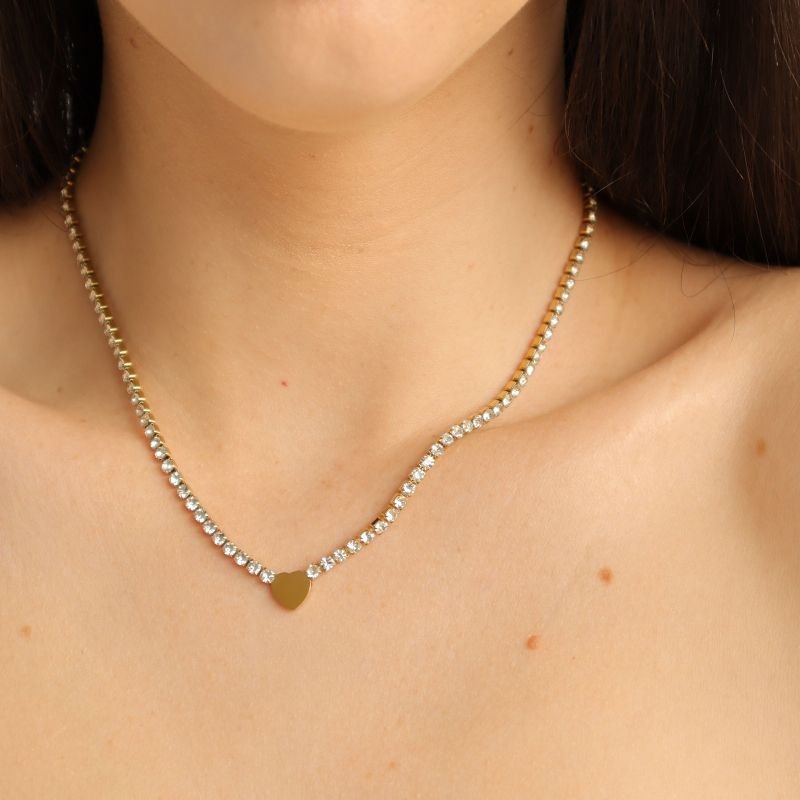 Choker Riviera com Coração em Aço Inox (Linha Premium)