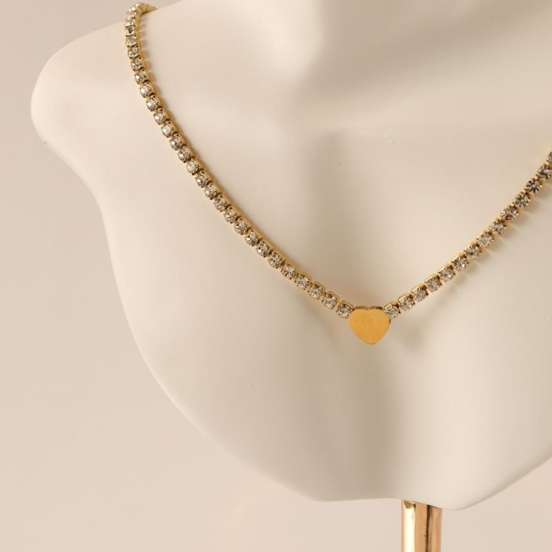 Choker Riviera com Coração em Aço Inox (Linha Premium)