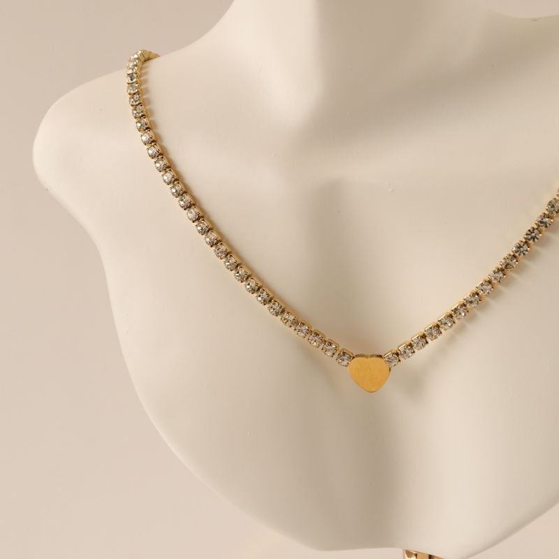 Choker Riviera com Coração em Aço Inox (Linha Premium)