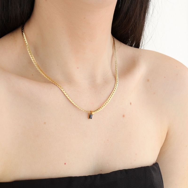 Choker Serpente com Pedrinha Aço Inox (Linha Premium)