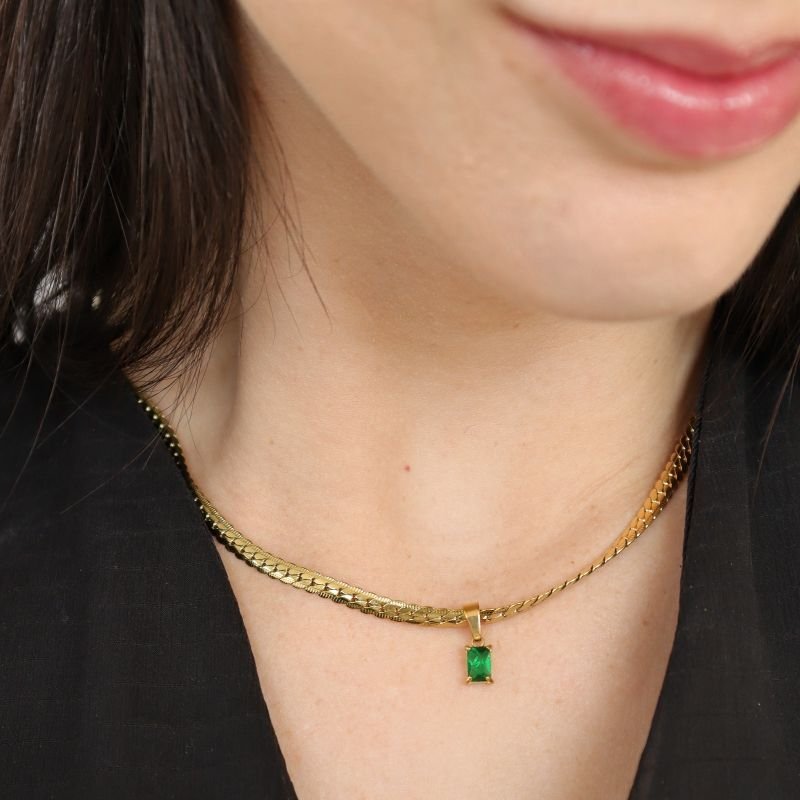 Choker Serpente com Pedrinha em Aço Inox (Linha Premium)