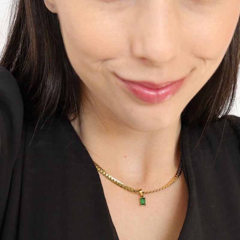 Choker Serpente com Pedrinha em Aço Inox (Linha Premium)