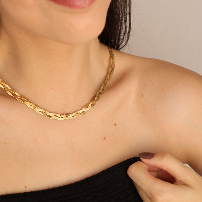 Choker Trançada 3 fios em Aço Inox (Linha Premium)