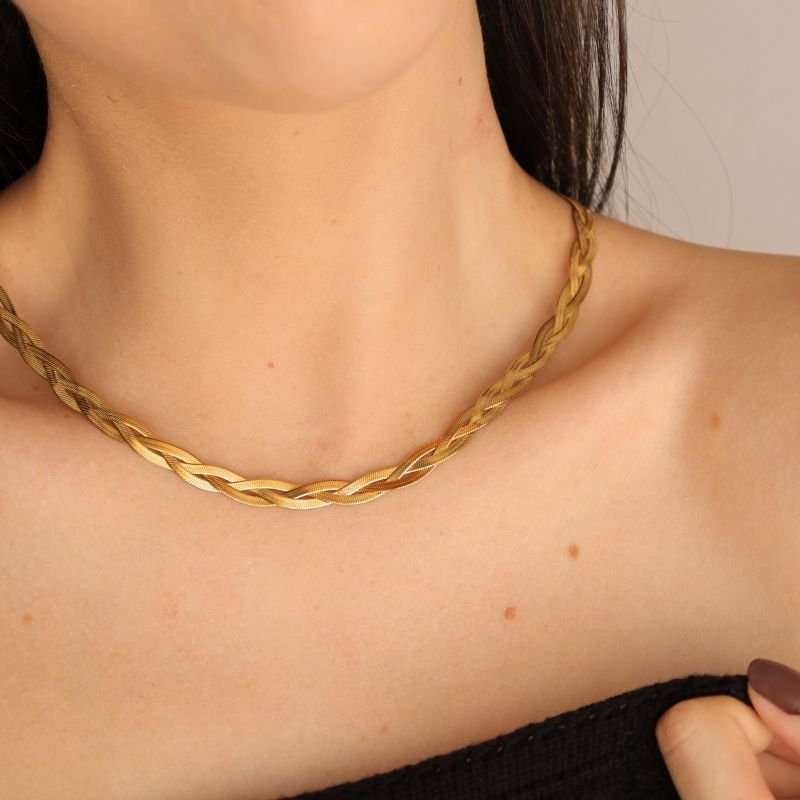 Choker Trançada 3 fios em Aço Inox (Linha Premium)