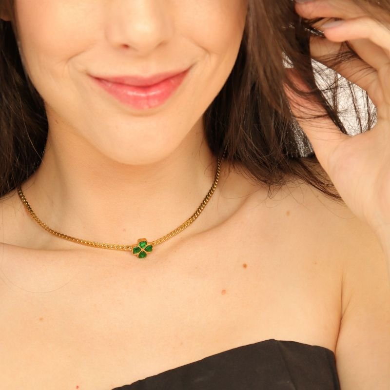 Choker Trevo em Aço Inox (Linha Premium)