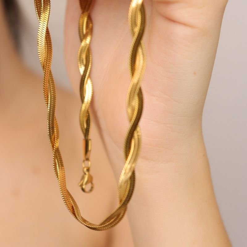 Colar 2 fios Trançados em Aço Inox (Linha Premium)