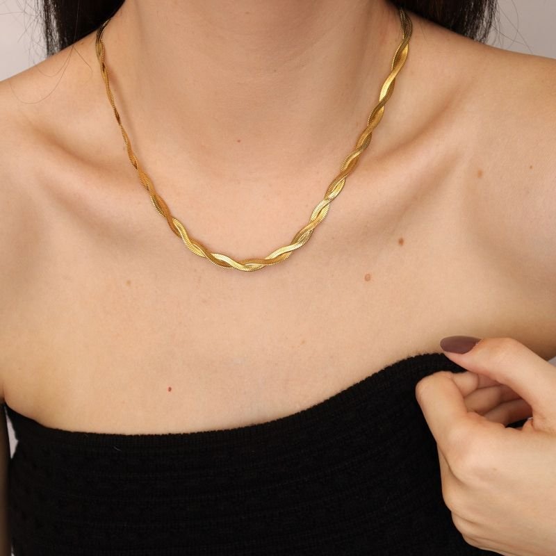 Colar 2 fios Trançados em Aço Inox (Linha Premium)