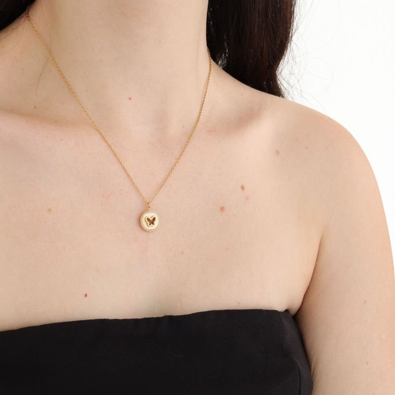 Colar Borboleta com Detalhe em Aço Inox