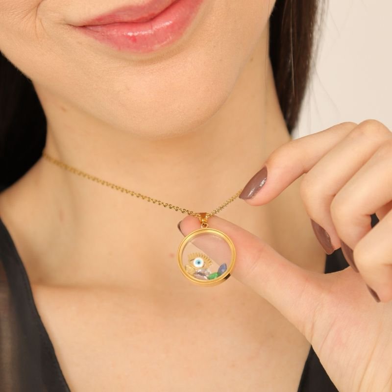 Colar Cápsula com Pingentes em Aço Inox (Linha Premium)