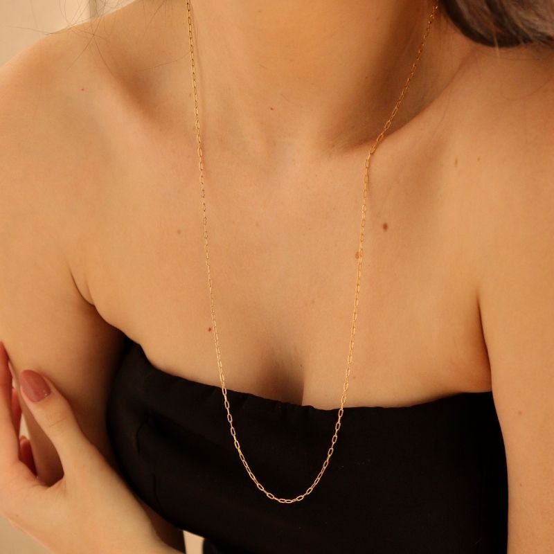 Colar Cartier Comprido Delicado em Aço Inox