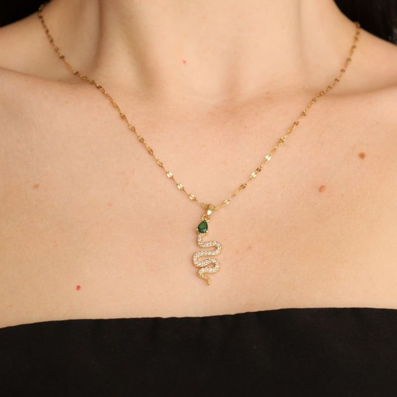 Colar Cobra (Pingente Folheado) em Aço Inox (Linha Premium)