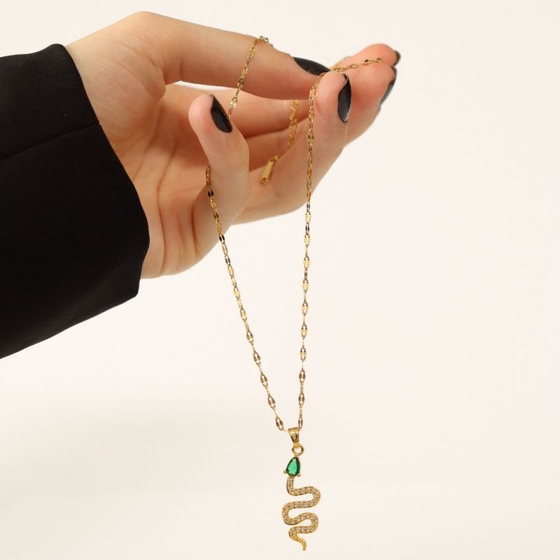 Colar Cobra (Pingente Folheado) em Aço Inox (Linha Premium)