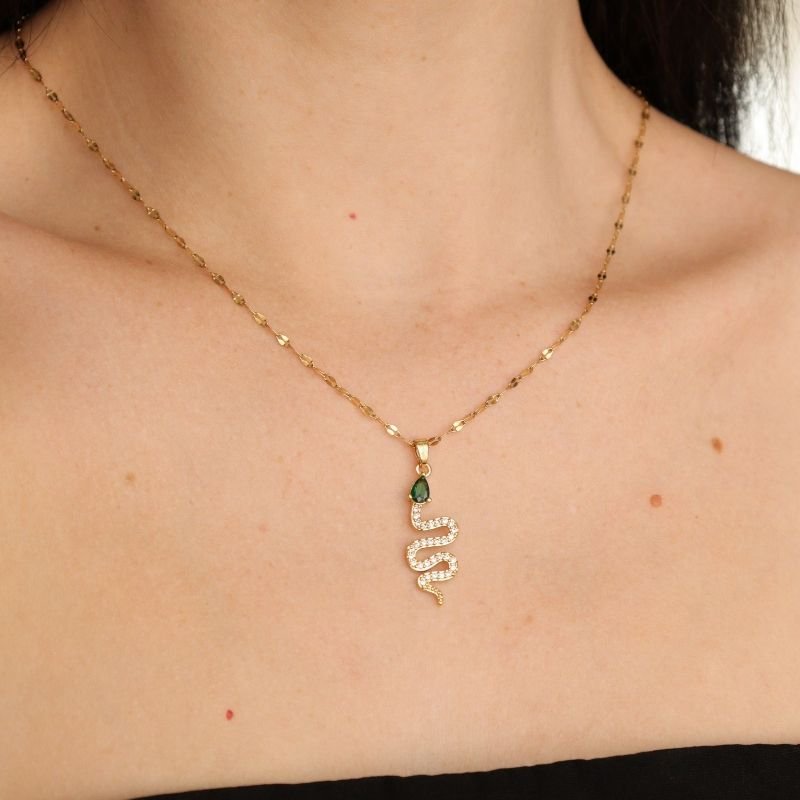 Colar Cobra (Pingente Folheado) em Aço Inox (Linha Premium)