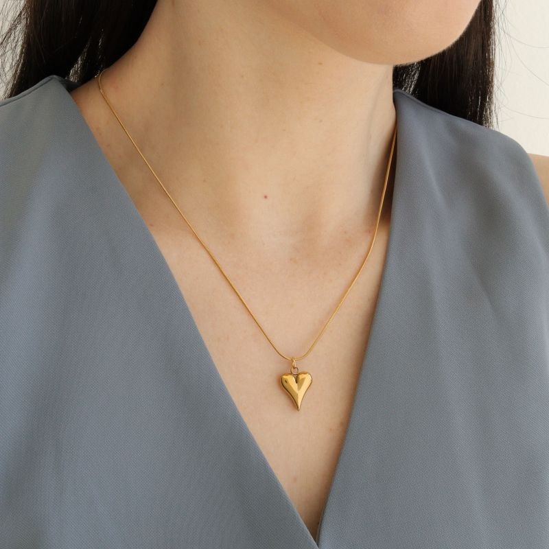 Colar com Pingente Coração em Aço Inox