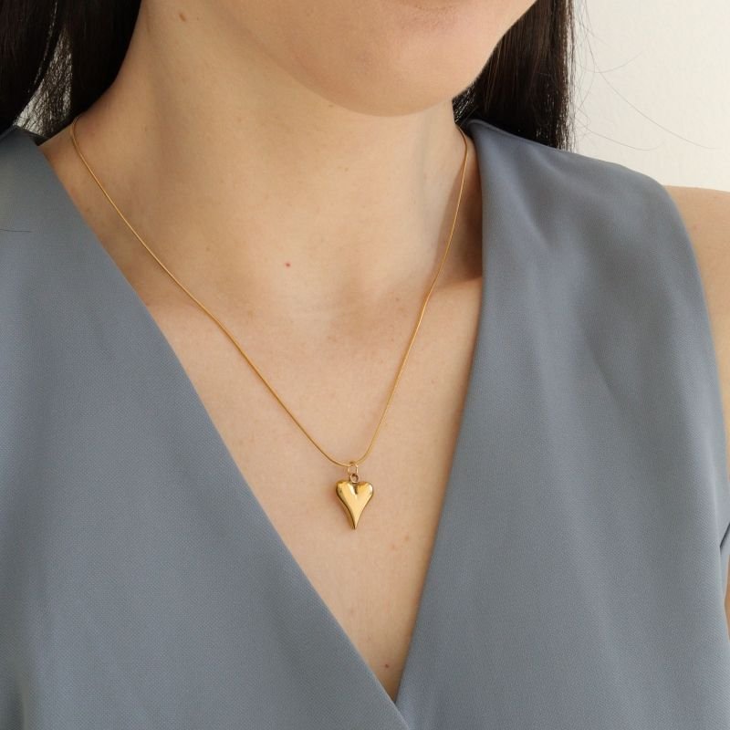 Colar com Pingente Coração em Aço Inox