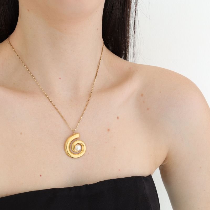 Colar Concha com Pérola em Aço Inox (Linha Premium)