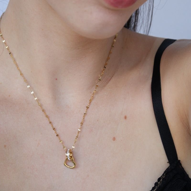 Colar Coração com Detalhe em Aço Inox (Linha Premium)