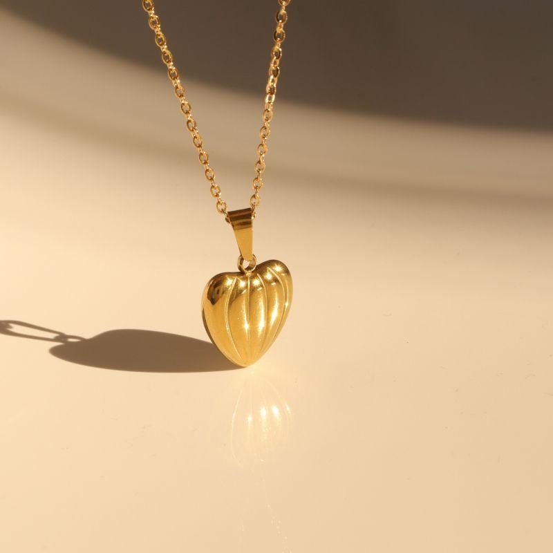 Colar Coração com Detalhes em Aço Inox