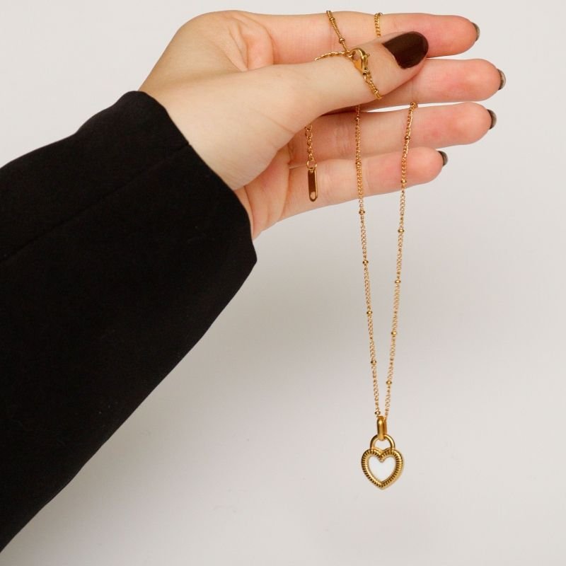 Colar Coração Dois Lados em Aço Inox