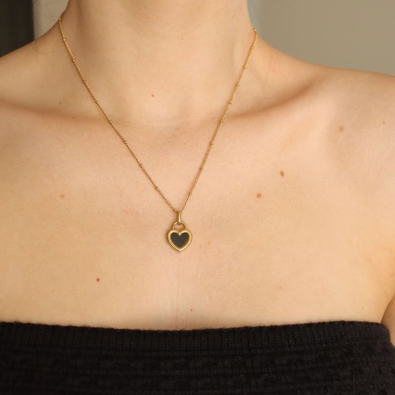 Colar Coração Dois Lados em Aço Inox