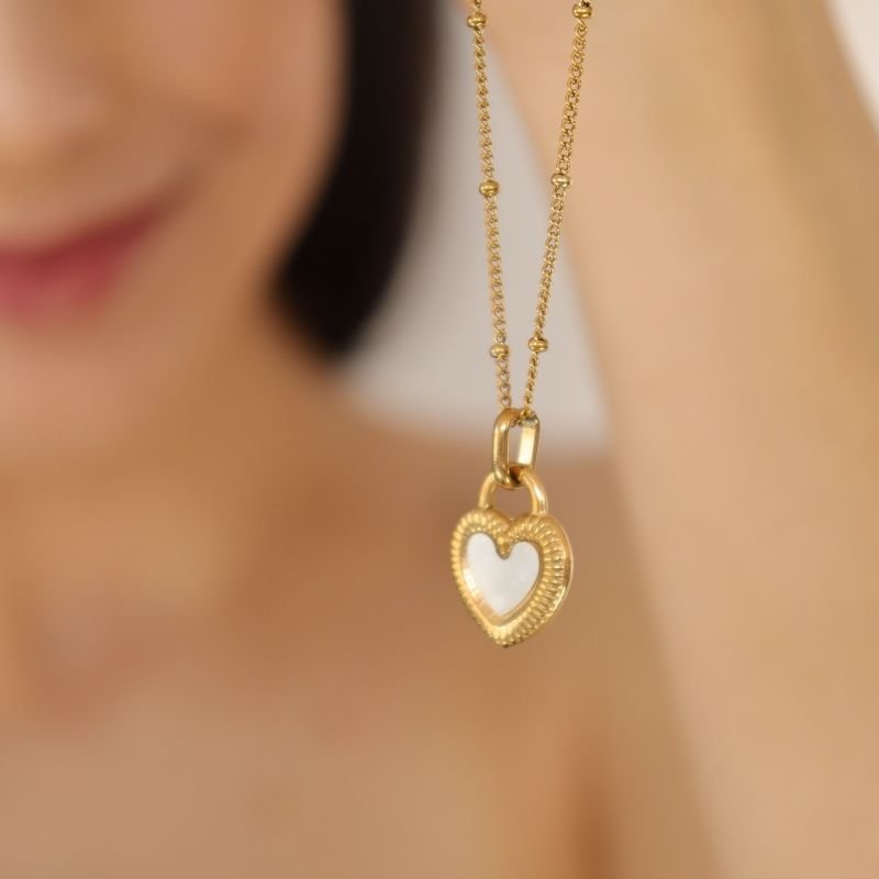 Colar Coração em Aço Inox (Dois Lados)