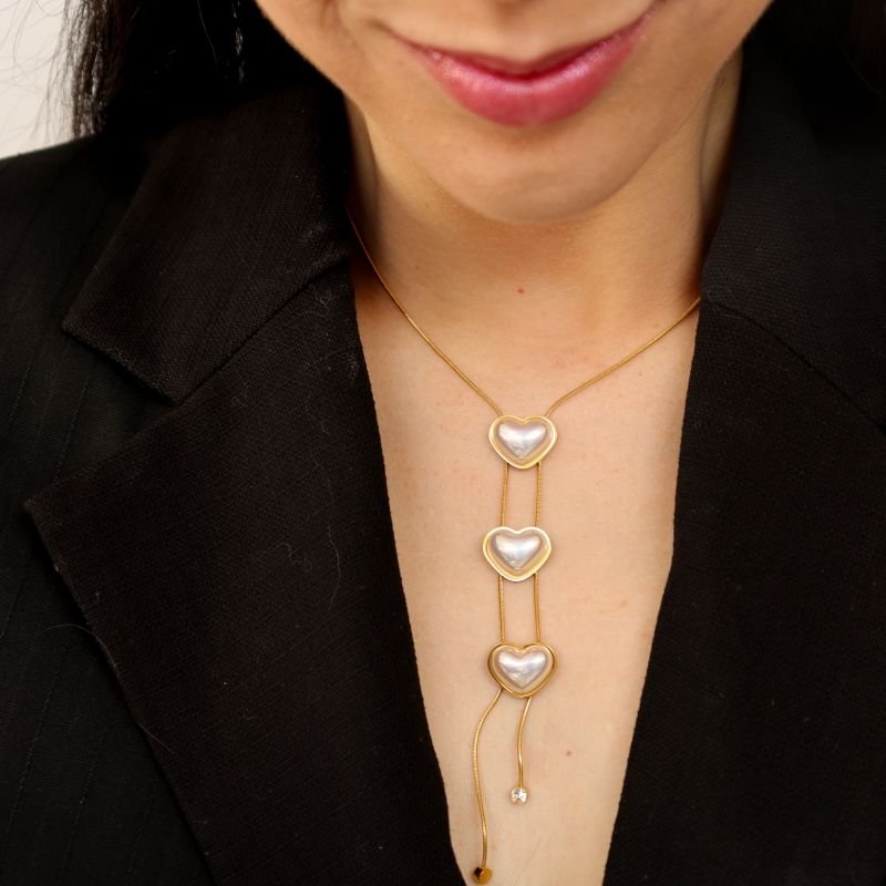 Colar Coração Gravatinha em Aço Inox (Linha Premium)