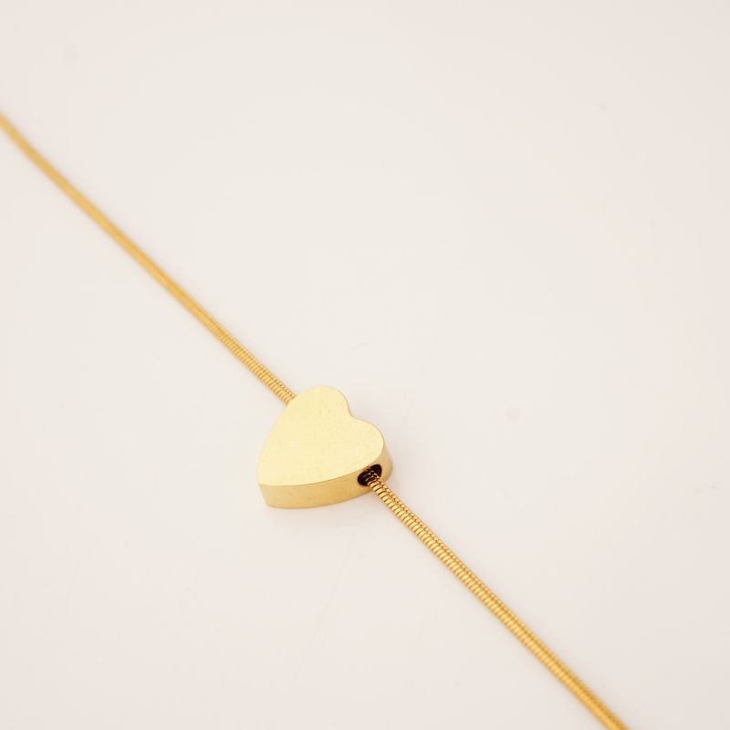 Colar Coração Liso em Aço Inox