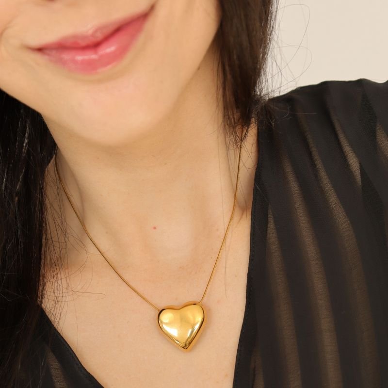 Colar Coração Maximalista em Aço Inox (Linha Premium)