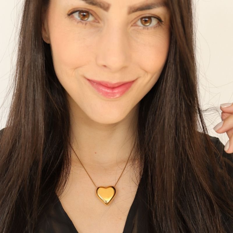 Colar Coração Maximalista em Aço Inox (Linha Premium)