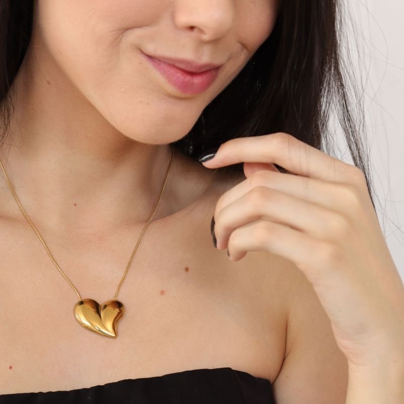 Colar Coração Moderno em Aço Inox (Linha Premium)