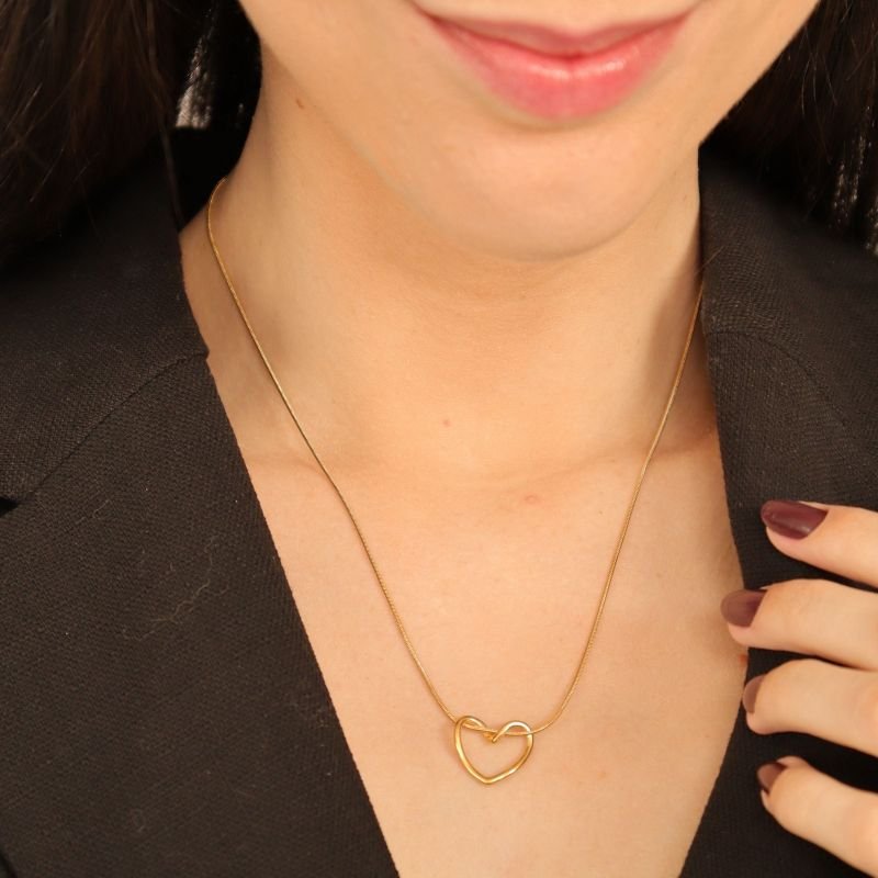 Colar Coração Vazado em Aço Inox (Linha Premium)