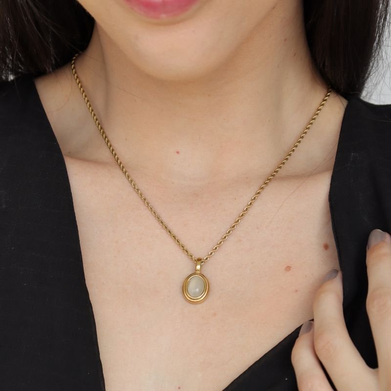 Colar Corrente Baiana com Pingente em Aço Inox (Linha Premium)