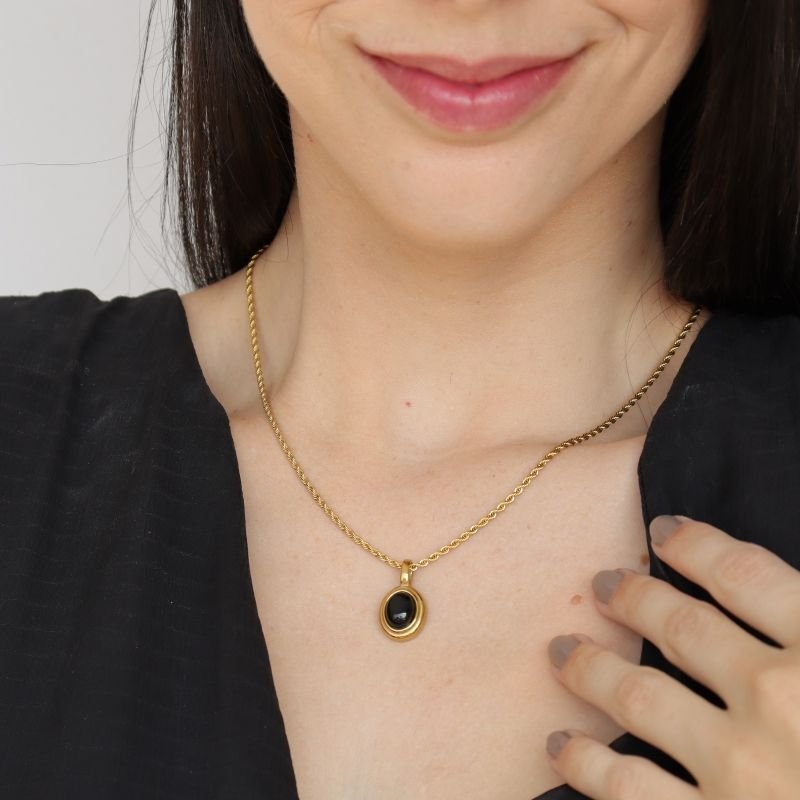 Colar Corrente Baiana com Pingente em Aço Inox (Linha Premium)