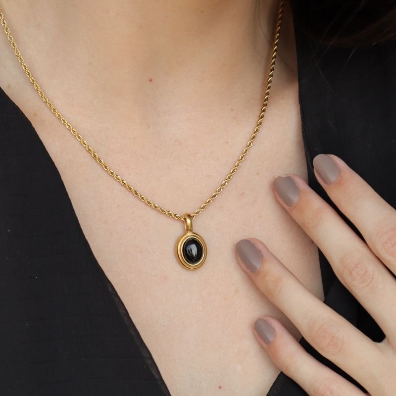 Colar Corrente Baiana com Pingente em Aço Inox (Linha Premium)