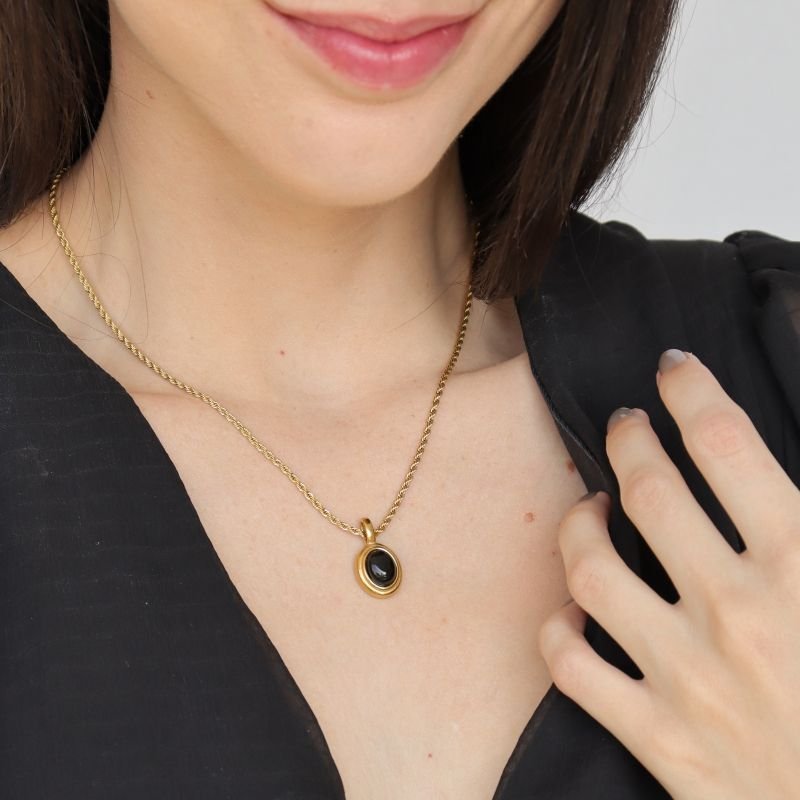 Colar Corrente Baiana com Pingente em Aço Inox (Linha Premium)