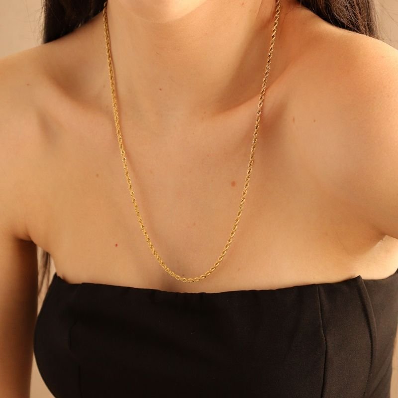 Colar Corrente Baiana Comprido 3mm em Aço Inox